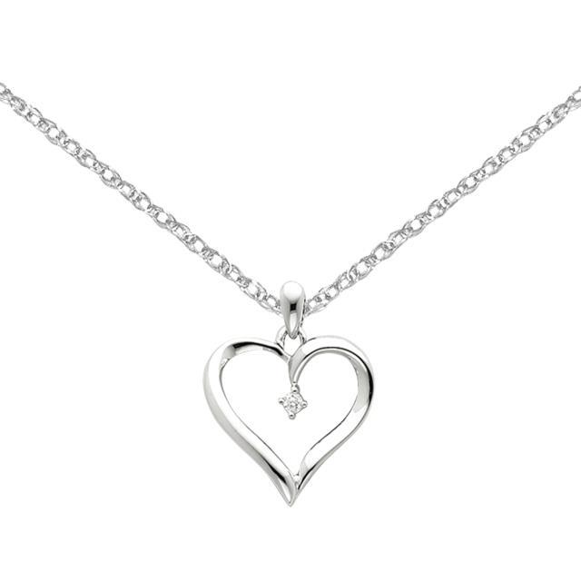 New Generations White Gold Diamond Heart Necklace