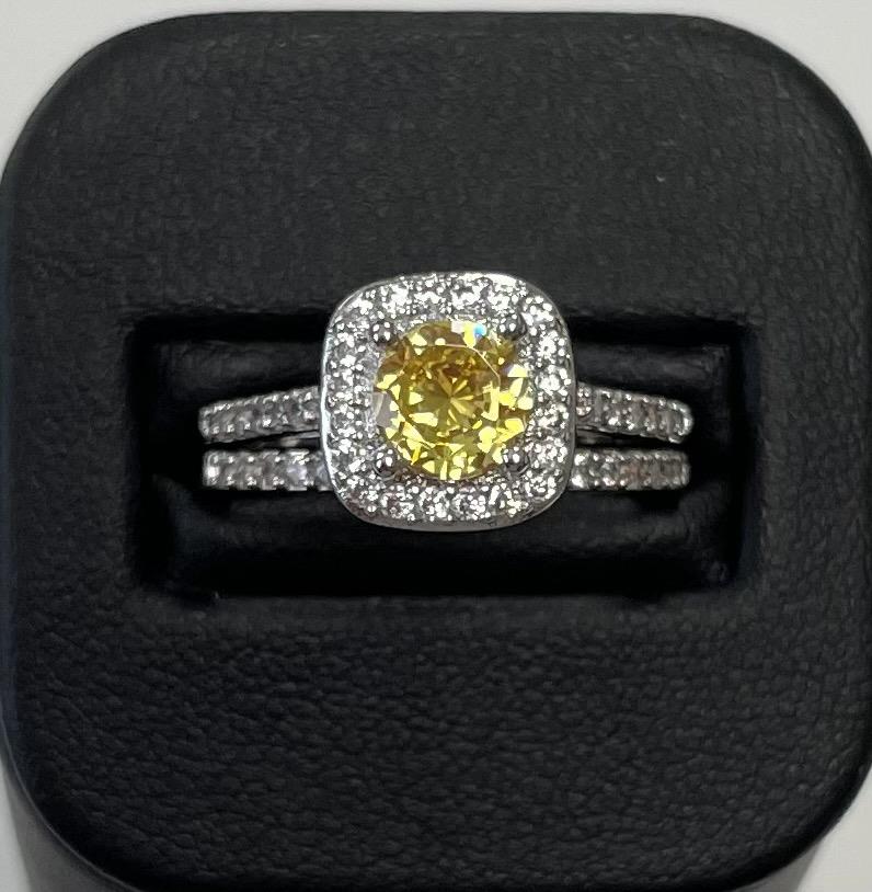 New Generations Diamond and Yellow Sapphire Bridal Ring  0