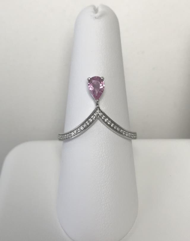 New Generations  Diamond and Pink Sapphire Pear Shaped Ring