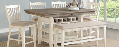 AWF Lakewood Pub Table, Bench & 4 Chairs