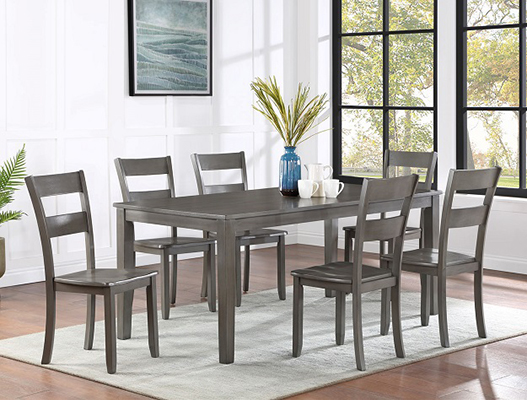 Ryan Gray Dining Table w/ 6 Chairs  0