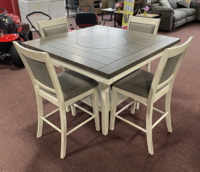 Fulton Counter Height Table 4Chairs Chalk Grey/White 