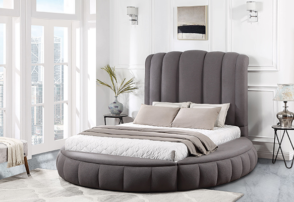 Snow Grey Round Bed with Storage 0