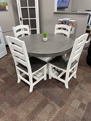 White and Gray Round Table w/ 4 Chairs