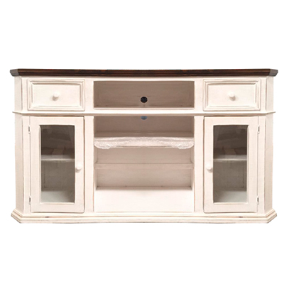 Weathered White w/ Coffee Top 70" TV Stand 