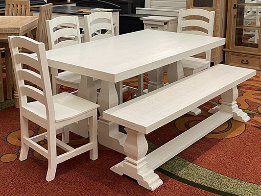 6' Pine Island Table Frosted White 4chr 1bench