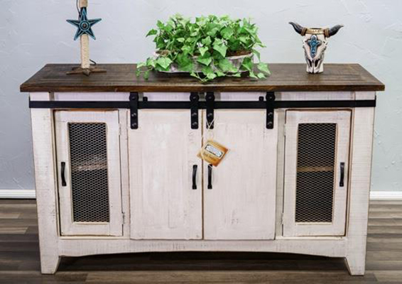 White and Coffee Barn Door 60" TV Stand 0