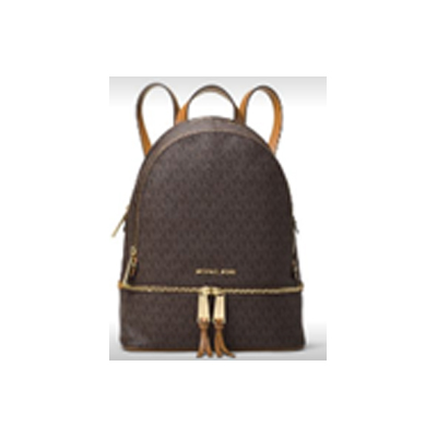 Signature Rhea Medium Zip Leather Backpack -Brown