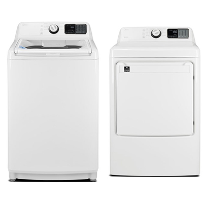 Midea White Top Load Washer & Electric Dryer