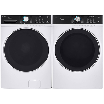 Midea 4.5 CF Front Load Washer & 8 CF Electric Dryer - White