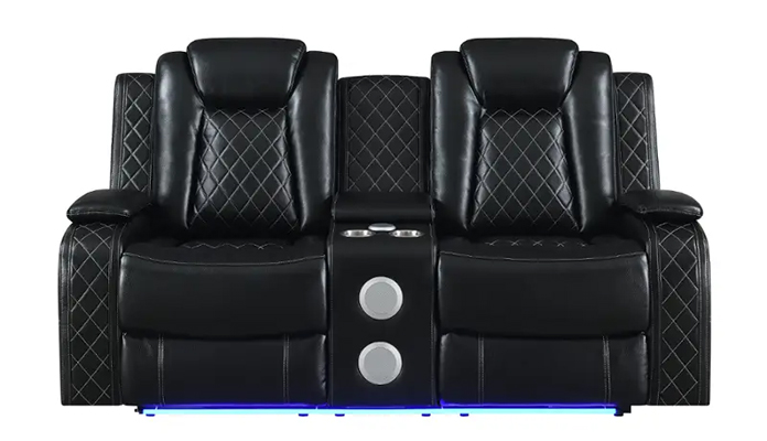 Black Orion Reclining Loveseat with Audio and LED 0