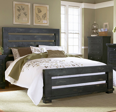 Willow Distressed Black King Bed