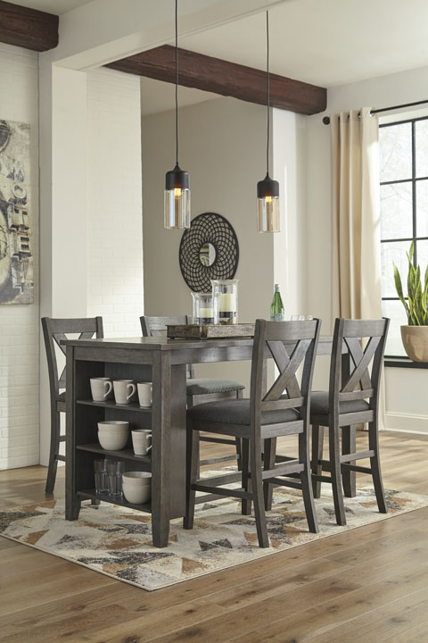 Caitbrook Gray Table and Stools 0