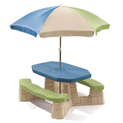 Naturally Playful Picnic Table with Umbrella