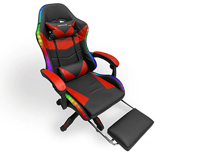 AUDIO GAMING CHAIR WITH FOOTREST - RED/BLACK
