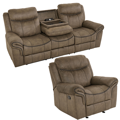Knoxville Brown Motion Sofa & Rocker Recliner