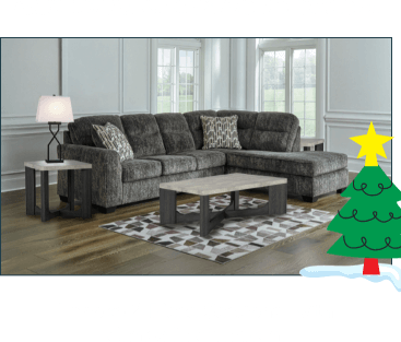 MATCHING TABLES, LAMPS AND RUG INCLUDED! Lonoke 2-Piece Sectional with Chaise in Gunmetal