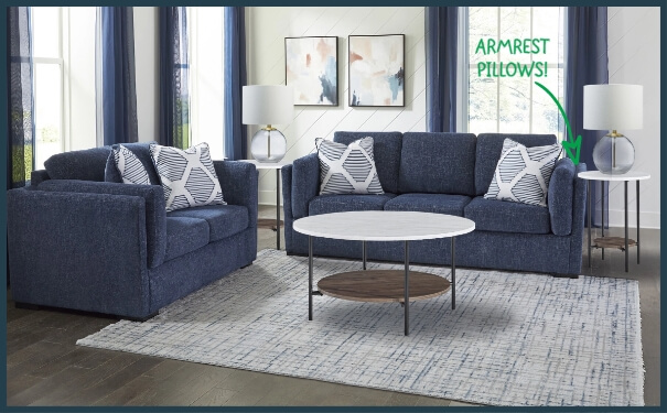 EVANSLEY Sofa and Loveseat in Navy
