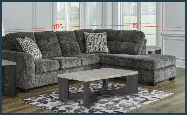 LONOKE 2-Piece Sectional with Chaise in Gunmetal