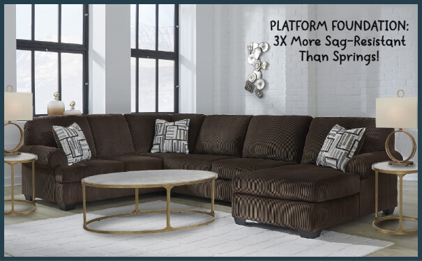 KIMLEE 3-Piece Sectional with Chaise in Chocolate
