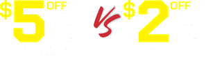 Save $5 off the weekly rate on products over $25/week vs $2 off the weekly rate on products under $25/week